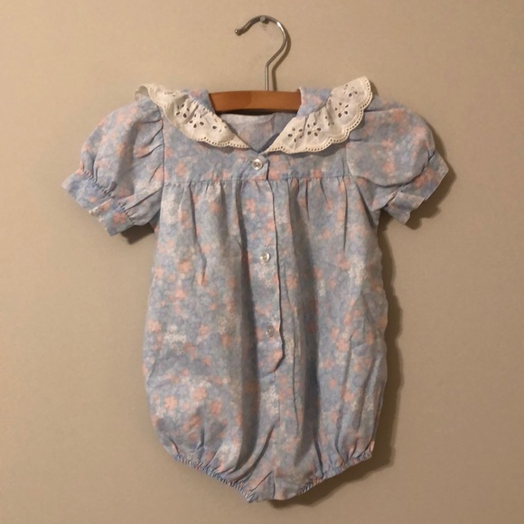 Other - Vintage Blue Floral Bubble Romper - 24 months